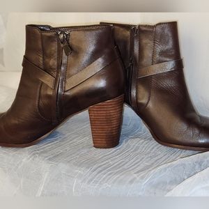 COLE HAAN Leather Ankle Boots Brown Nubuck Size 10.5 Zipper Side